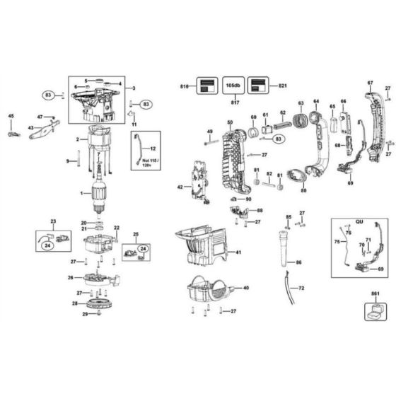 Main Assembly for DeWalt D25602K