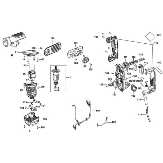 Main Assembly for DeWalt D25810 Chipping Hammer