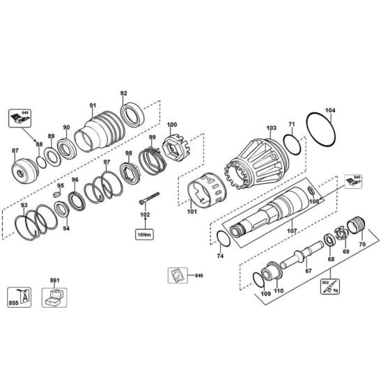 Spindle Assembly for DeWalt D25902K Demolition Hammer