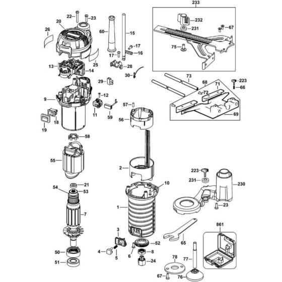 Main Assembly for DeWalt Router