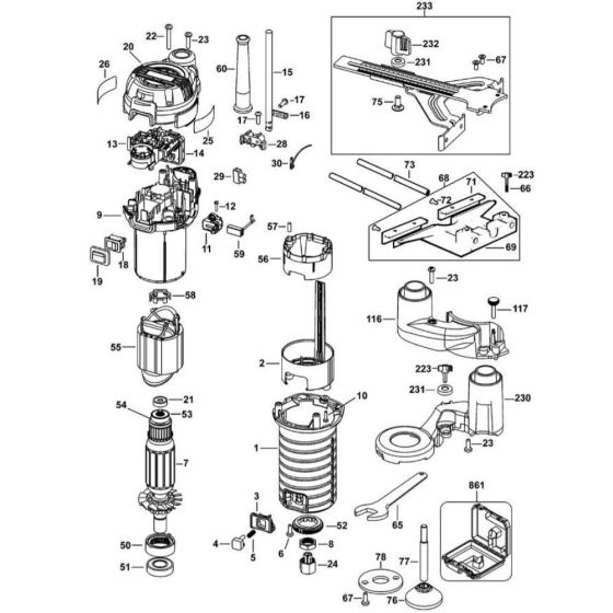 DeWalt D26204K Router Assembly