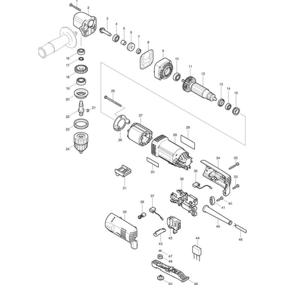 Main Assembly for Makita DA3011 10mm Compact Angle Drill