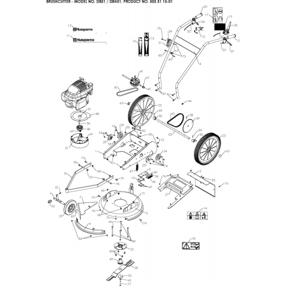 Complete Product Assembly for Husqvarna DB51 Commercial Lawn Mower