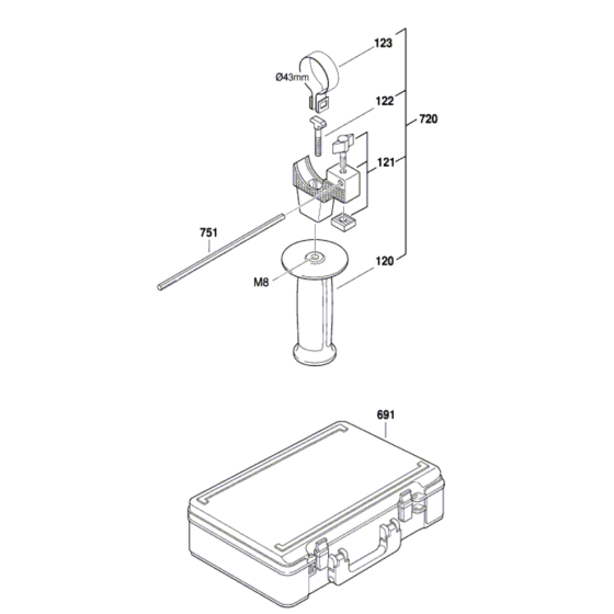 Rotary Hammer Assembly-1 for Bosch DBH 740 R