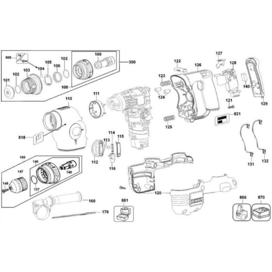 Main Assembly for DeWalt DC210K