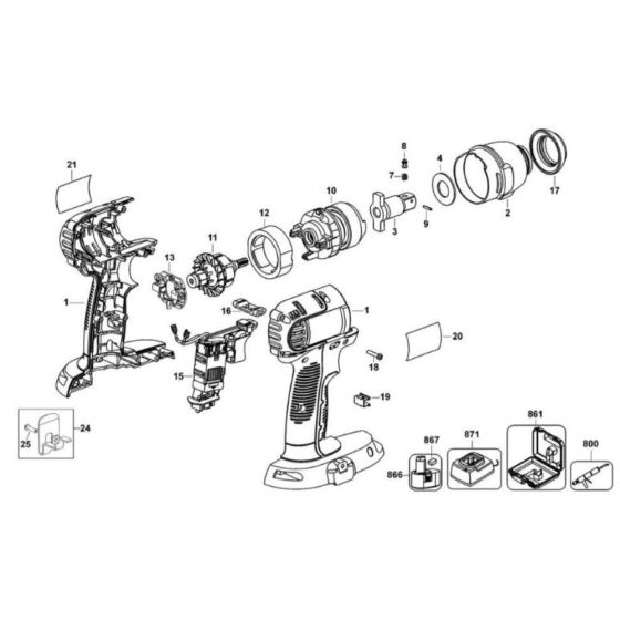 DeWalt DC822 Main Assembly