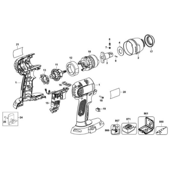 Main Assembly for DeWalt DC822