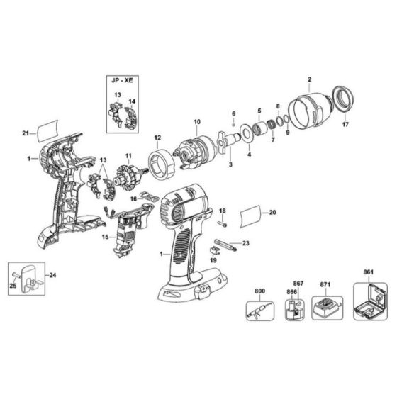 Main Assembly for DeWalt DC837
