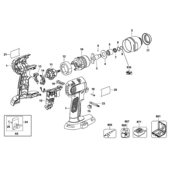 Main Assembly for DeWalt DC837