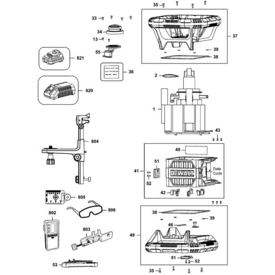 Main Assembly for DeWalt DCE074D1R