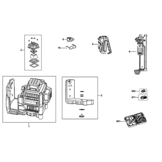 Main Assembly for DeWalt DCE0811G Crossline Laser