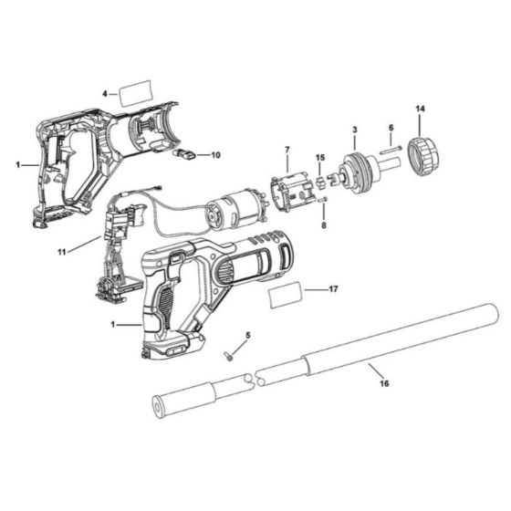 Main Assembly for DeWalt DCE531 Concrete Vibrating