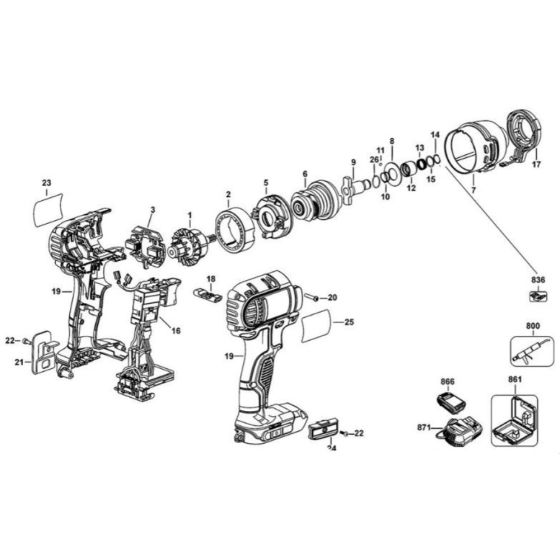 DeWalt DCF835 Main Assembly