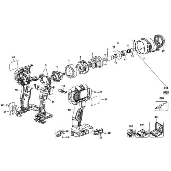 Main Assembly for DeWalt DCF835L2