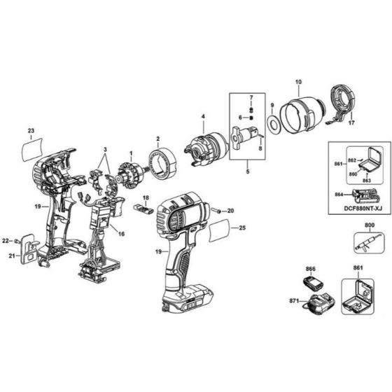 DeWalt DCF880 Main Assembly