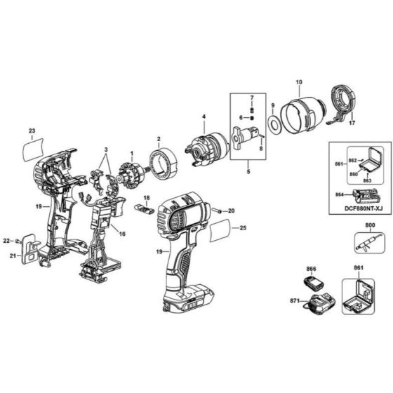 Main Assembly for DeWalt DCF880D2