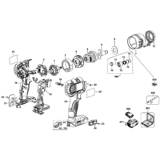 DeWalt DCF885 Main Assembly