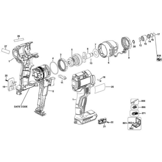 DeWalt DCF886 Type 11 Assembly
