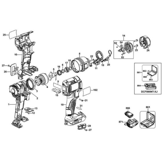 Main Assembly for DeWalt DCF895