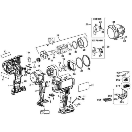 DeWalt DCF899 Type 3 Assembly