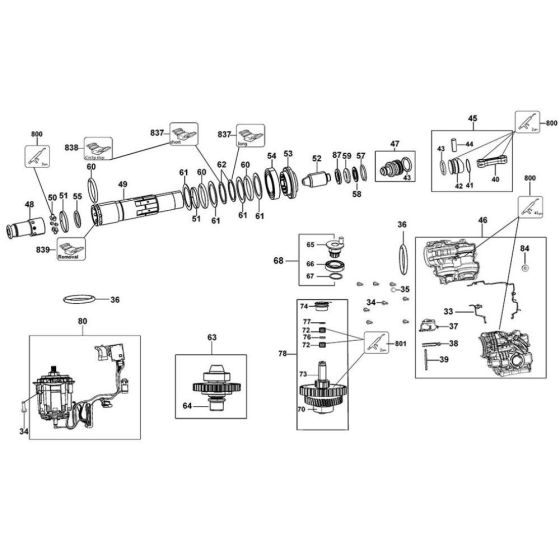 Main Assembly for DeWalt DCH283 Cordless Hammer Drill