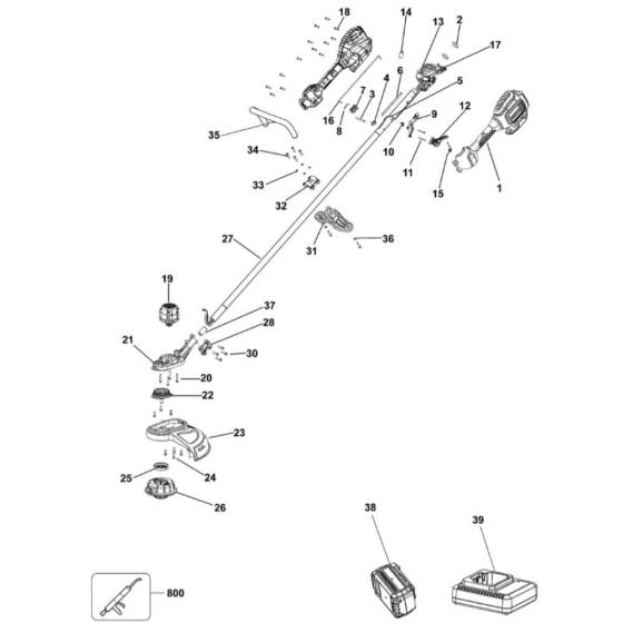 Main Assembly for DeWalt DCM561P1 Brushcutter