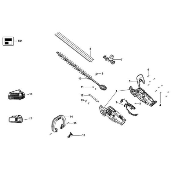 Main Assembly for DeWalt DCM563 Hedgetrimmer