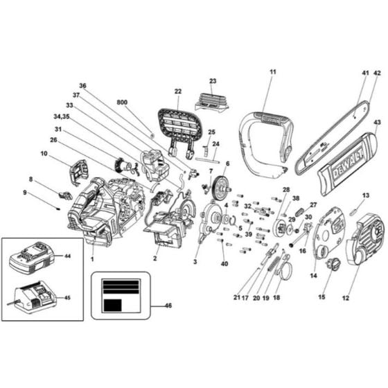 Main Assembly for DeWalt DCM565 Chainsaw