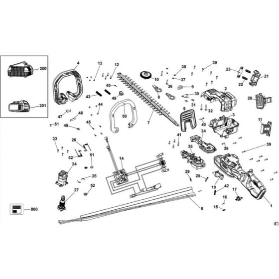 Main Assembly for DeWalt DCM583 Hedgetrimmer