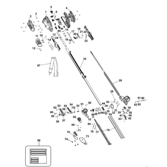 Main Assembly for DeWalt DCM586N Hedgetrimmer