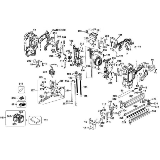 Main Assembly for DeWalt DCN681 Nailers