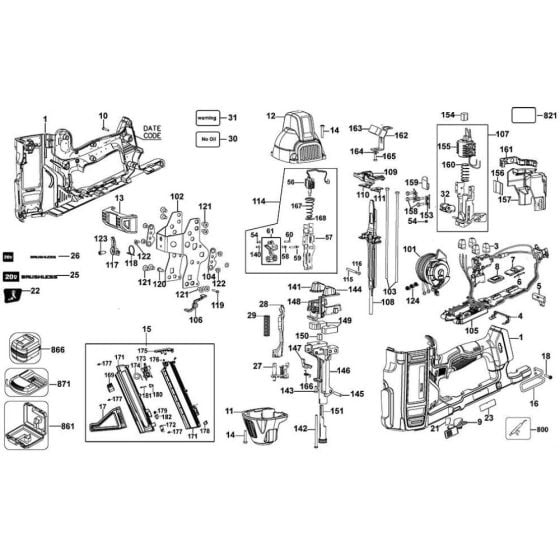 Main Assembly for DeWalt DCN891 Nailers