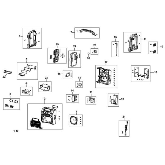 Main Assembly for DeWalt DCR020 Site Radio