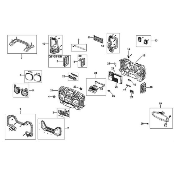 Main Assembly for DeWalt DCR027 Site Radio