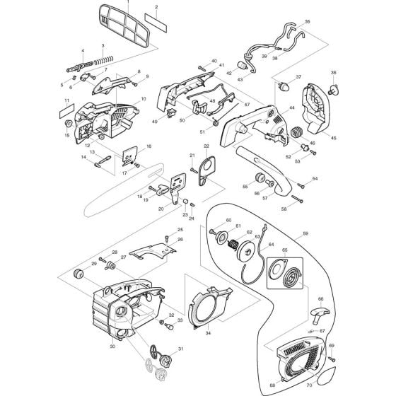 Main Assembly 1 for Makita DCS230T Chainsaws