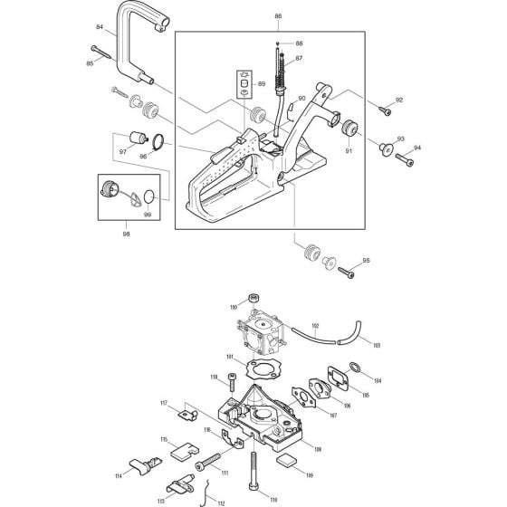 Handle and Throttle Assembly for Makita DCS340-40 Chainsaws