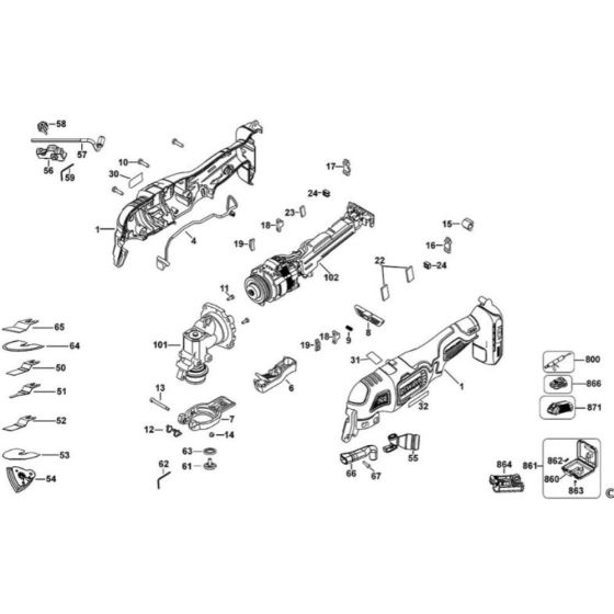 DeWalt DCS355 Main Assembly
