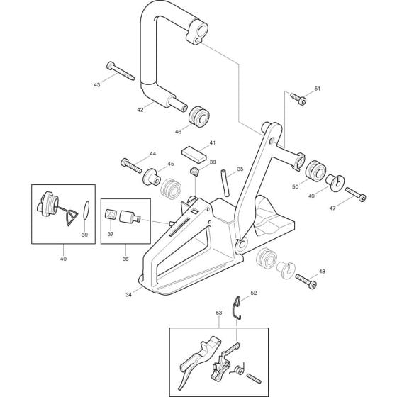 Handle and Throttle Assembly for Makita DCS390-30 Chainsaws