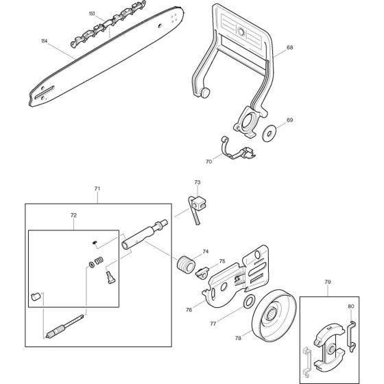 Guide, Clutch and Chain Assembly for Makita DCS390-40 Chainsaws