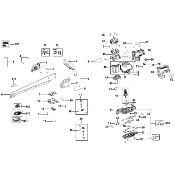 Main Assembly for DeWalt DCS397 Universal Alligator Saw