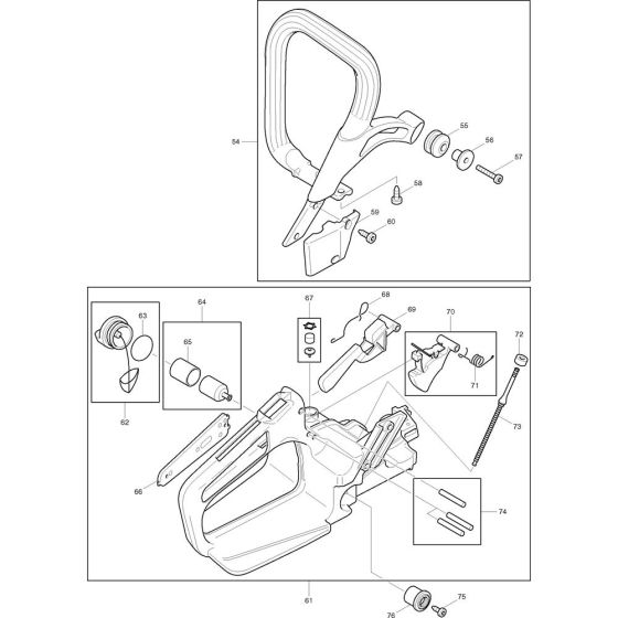 Handle and Throttle Assembly for Makita DCS430-38 Chainsaws