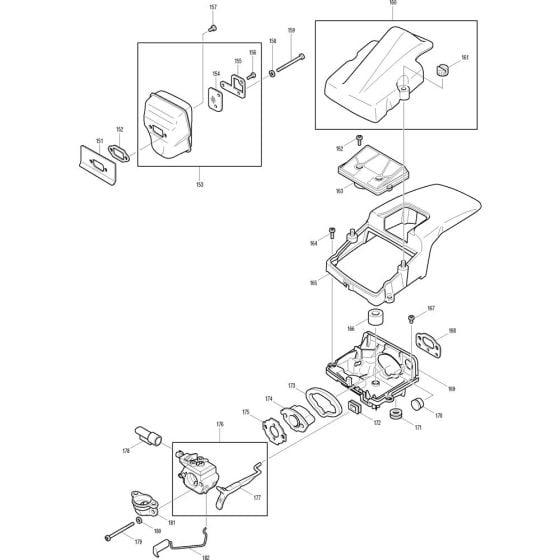 Air Filter Housing and Muffler Assembly for Makita DCS430-38 Chainsaws