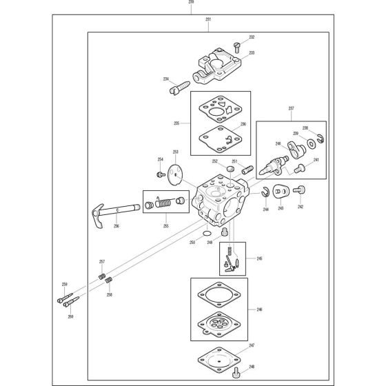 Carburetor Assembly for Makita DCS4300I-45 Chainsaws