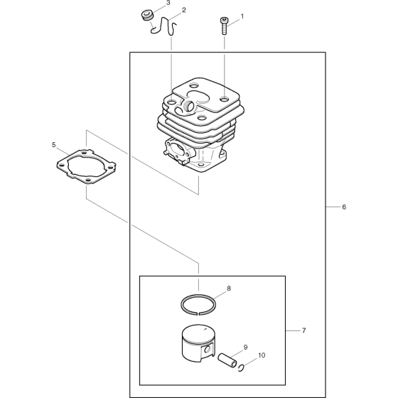 Cylinder and Piston Assembly For Makita DCS520-38 Chainsaw