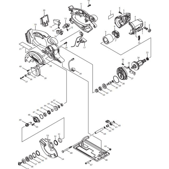 Main Assembly for Makita DCS550Z Cordless Metal Cutter