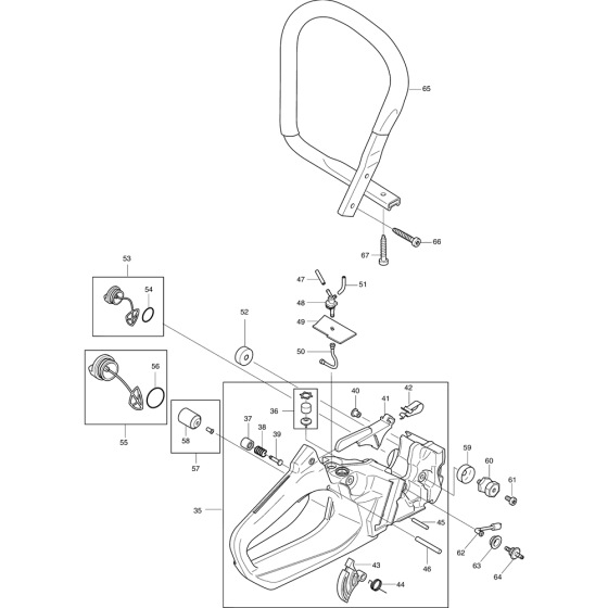 Handle and Body Assembly For Makita DCS6000I-38 Chainsaw