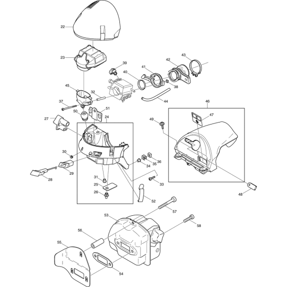 Cover and Muffler Assembly For Makita DCS6401-45 Chainsaw