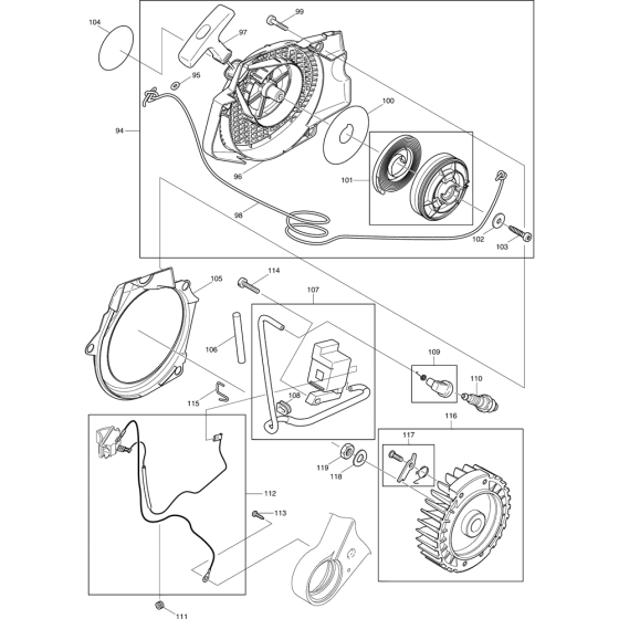 Starter Assembly For Makita DCS6401-45 Chainsaw