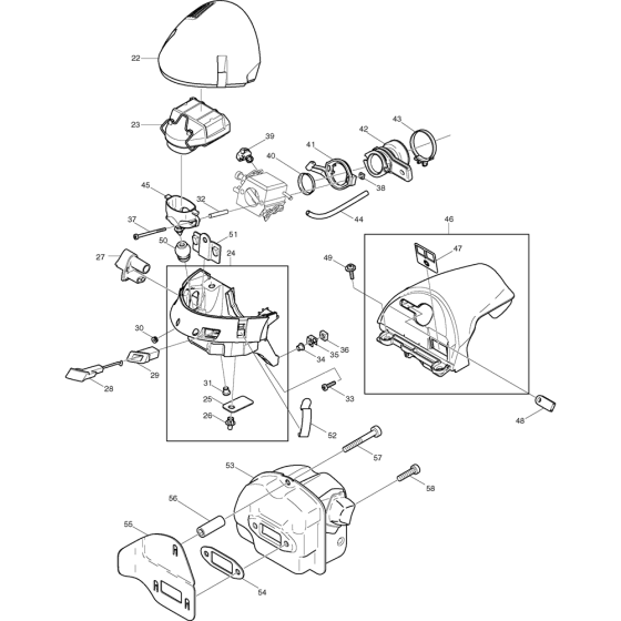 Carburetor and Muffler Assembly For Makita DCS7300-45 Chainsaw