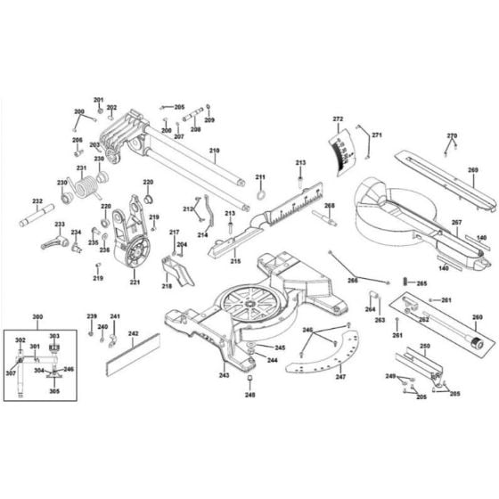 Rail Assembly for DeWalt DCS778 Mitre Saw